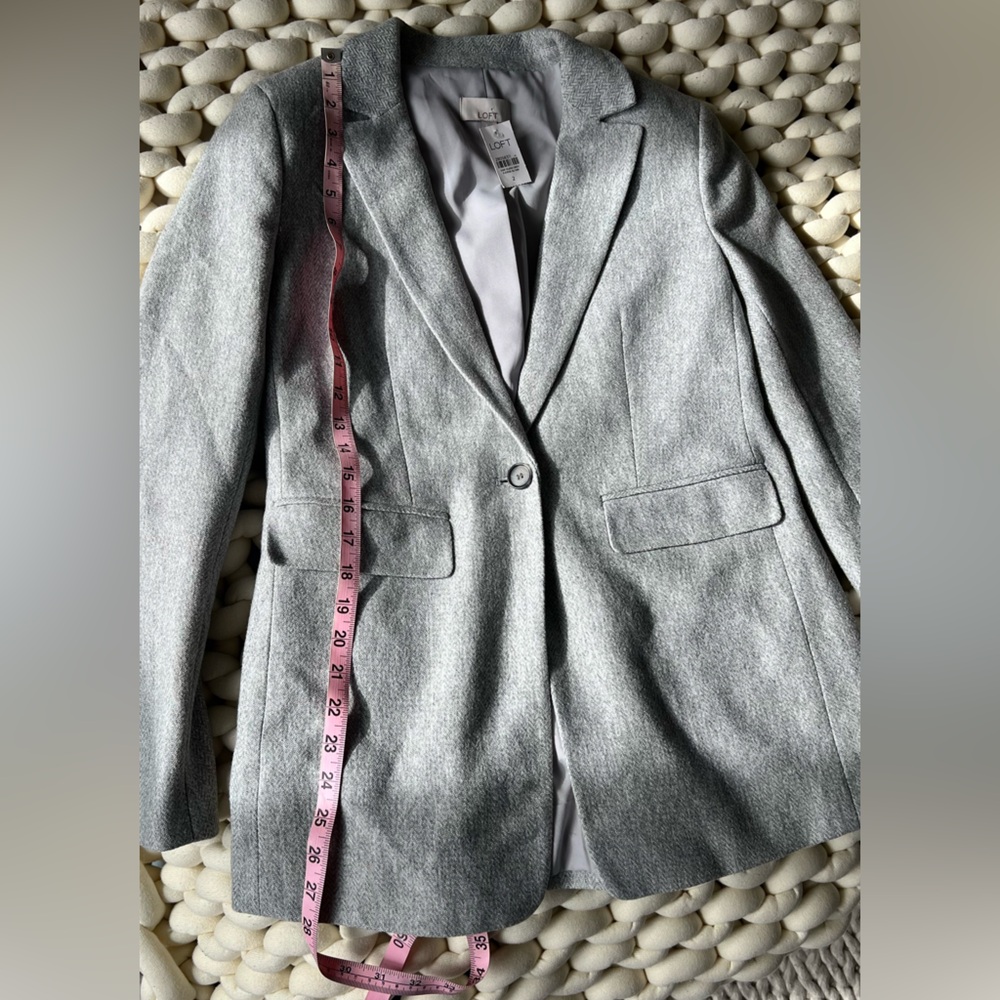 Loft - Grey Cotton Blazer Size 2 NWT - Picture 4 of 7